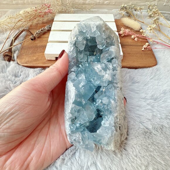 Beautiful Large Celestite Raw Crystal Cluster Tower - Picture 1 of 10